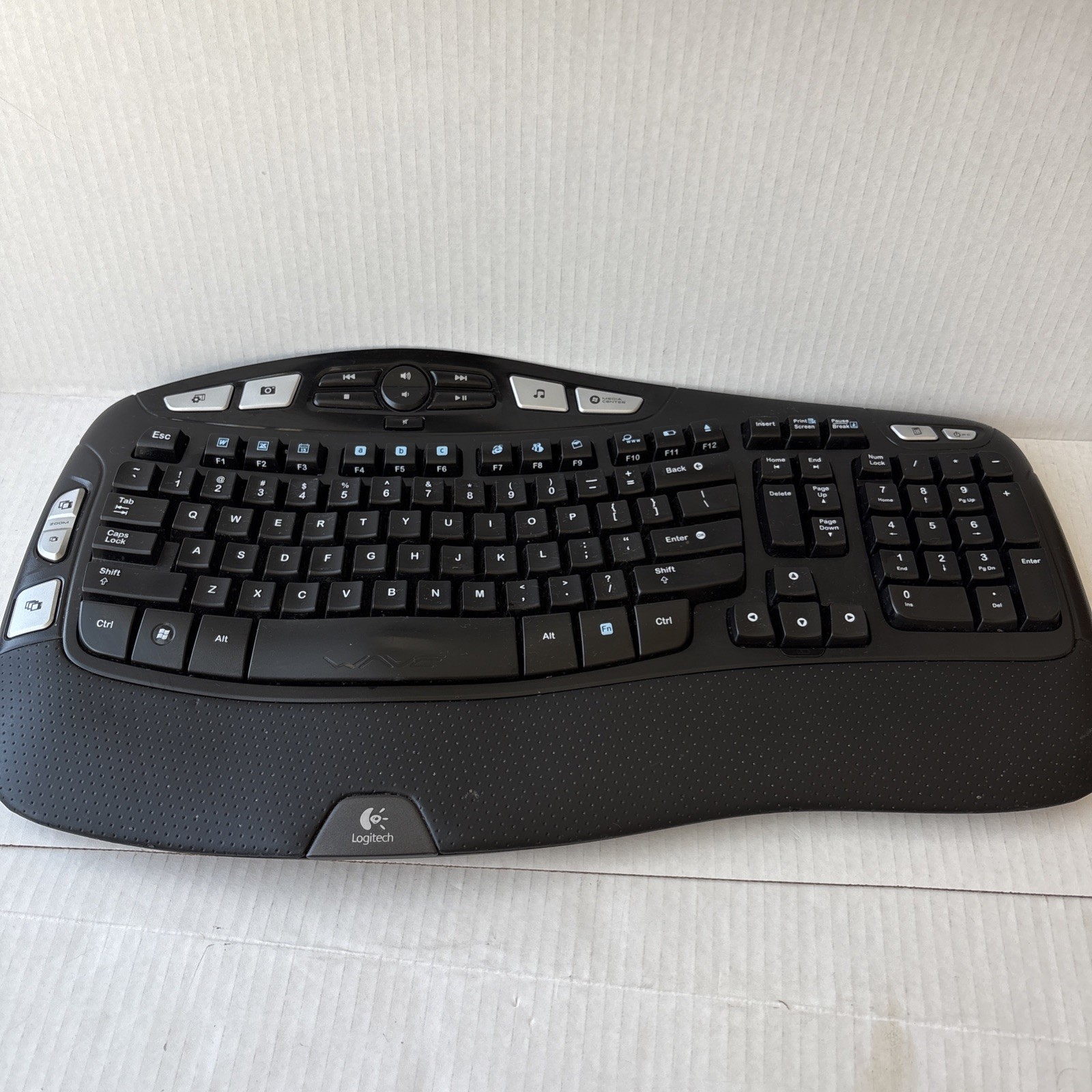 Logitech K350 Wireless Wave Ergonomic Keyboard NO USB Dongle (missing one foot)