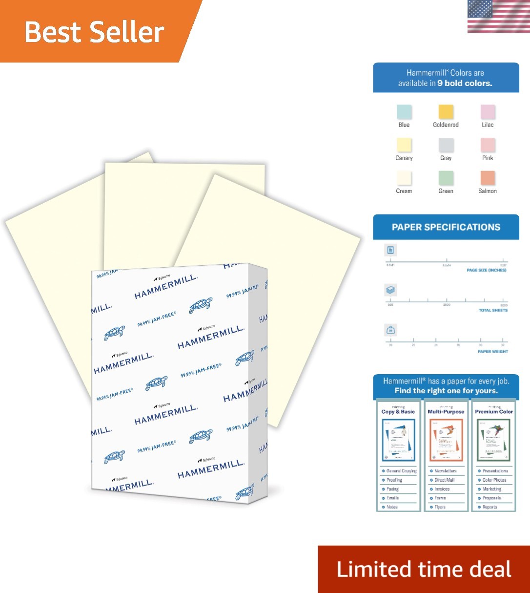 20 lb Cream Colored Printer Paper - 500 Sheets, Eco-Friendly Choice