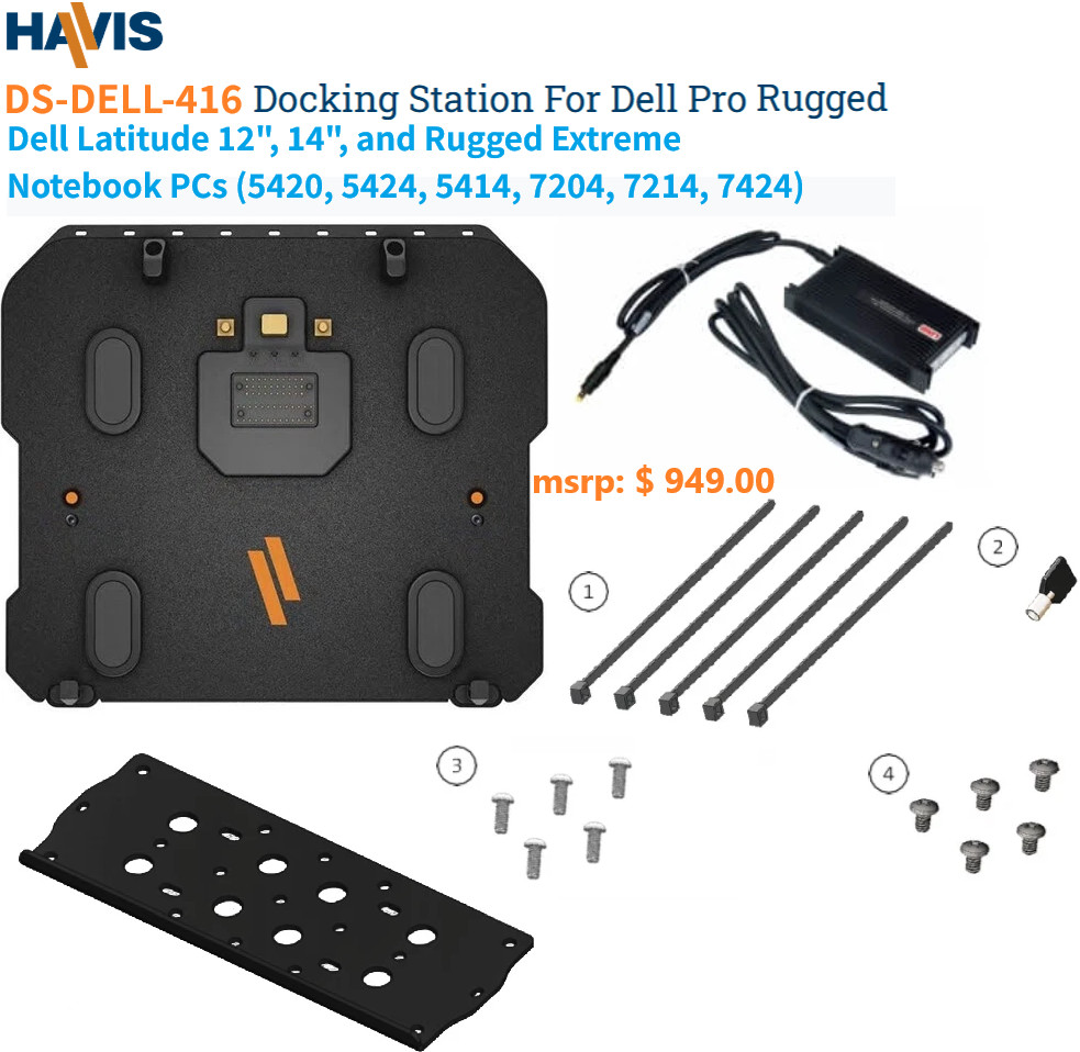 Havis DS-DELL-416 Docking Station For Dell 5420, 5424 & 7424 + Lind charger, Key
