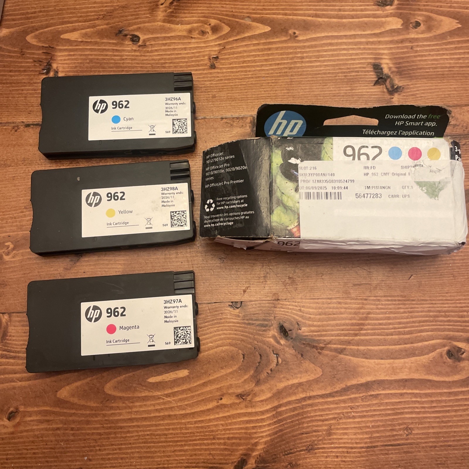 Genuine 3-PACK HP 962 Tri-Color Ink Cartridge Cyan Magenta Yellow