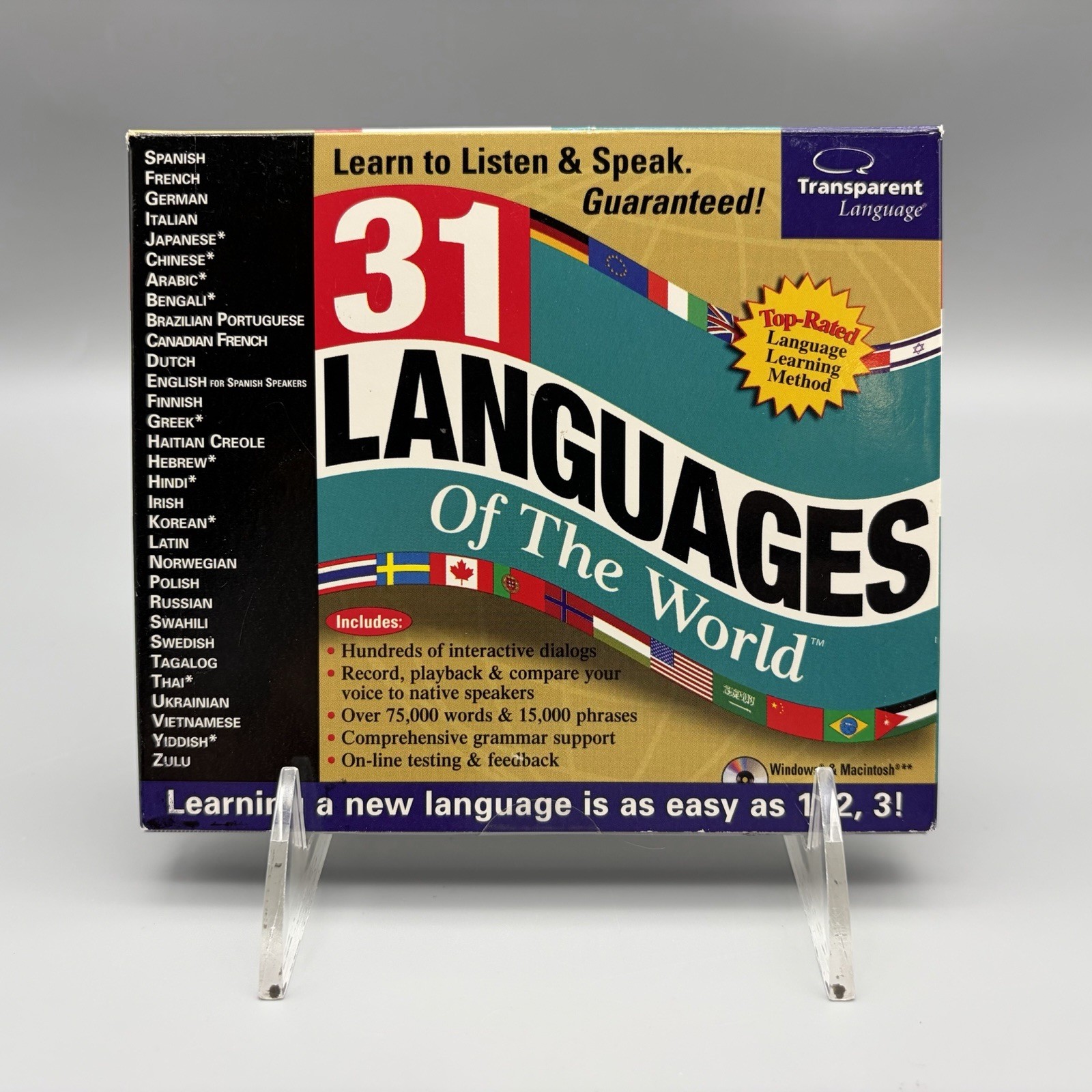 Vintage 31 Languages Of The World 2001 CD Rom PC Software Windows Mac SEALED