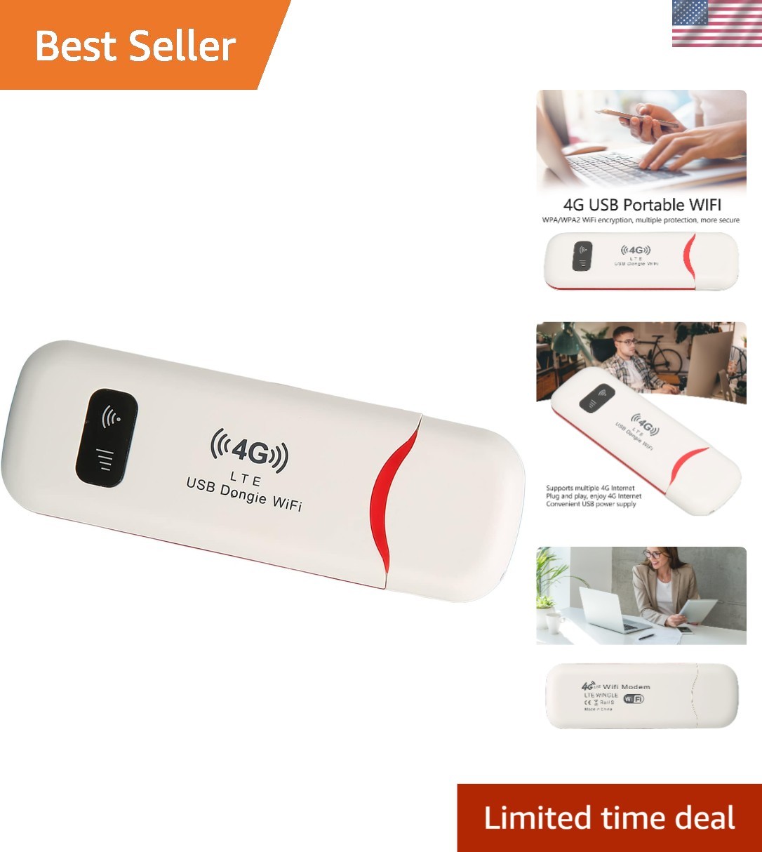 High-Speed Portable 4G WiFi Router - Supports 10 Users, Plug & Play Design