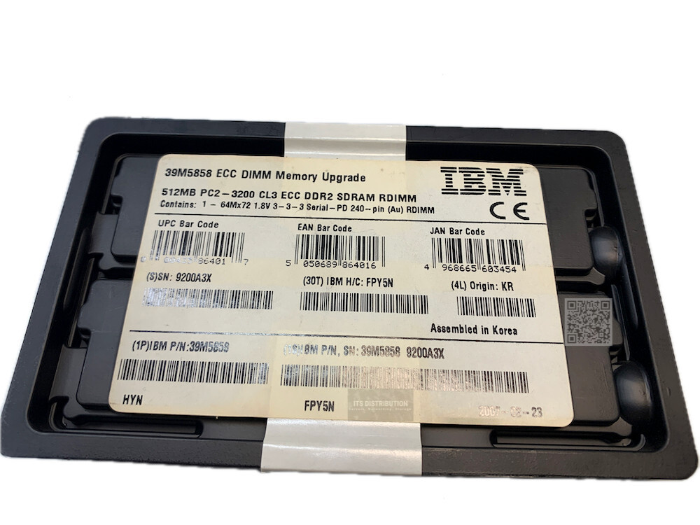 39M5858 I Open Box IBM 512MB DDR2 SDRAM Memory 400MHz DDR2-400/PC2-3200 ECC