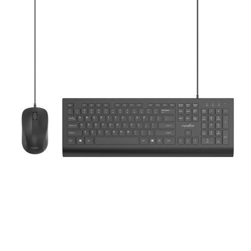Rocstor Premium CK1 Wired Keyboard and Mouse Combo - Black - 104-Key Y10P024-B1