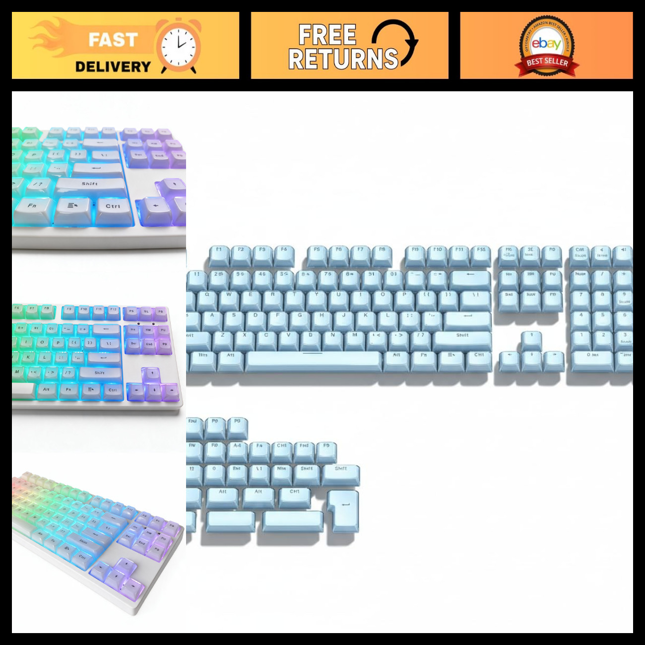 Translucent RGB Crystal Jelly Keycaps Set for Mechanical Keyboards, PBT, OEM Pro