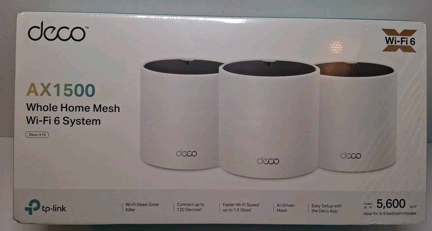 NIP TP-Link Deco X15 Dual-Band AX1500 WiFi 6 Mesh Wi-Fi System 3-Pack Sealed New