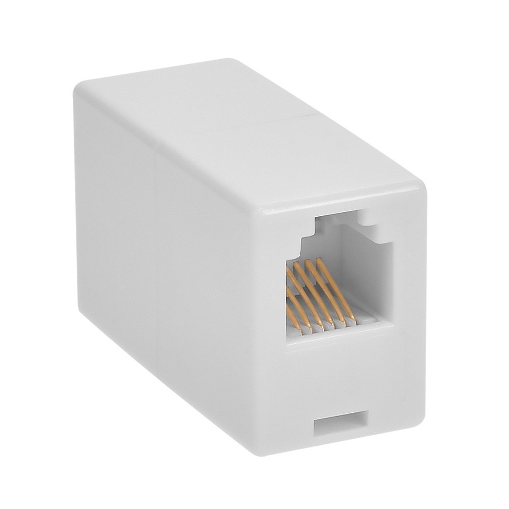 RJ12 6 Pin Modular Telephone Coupler  Straight Thru  White