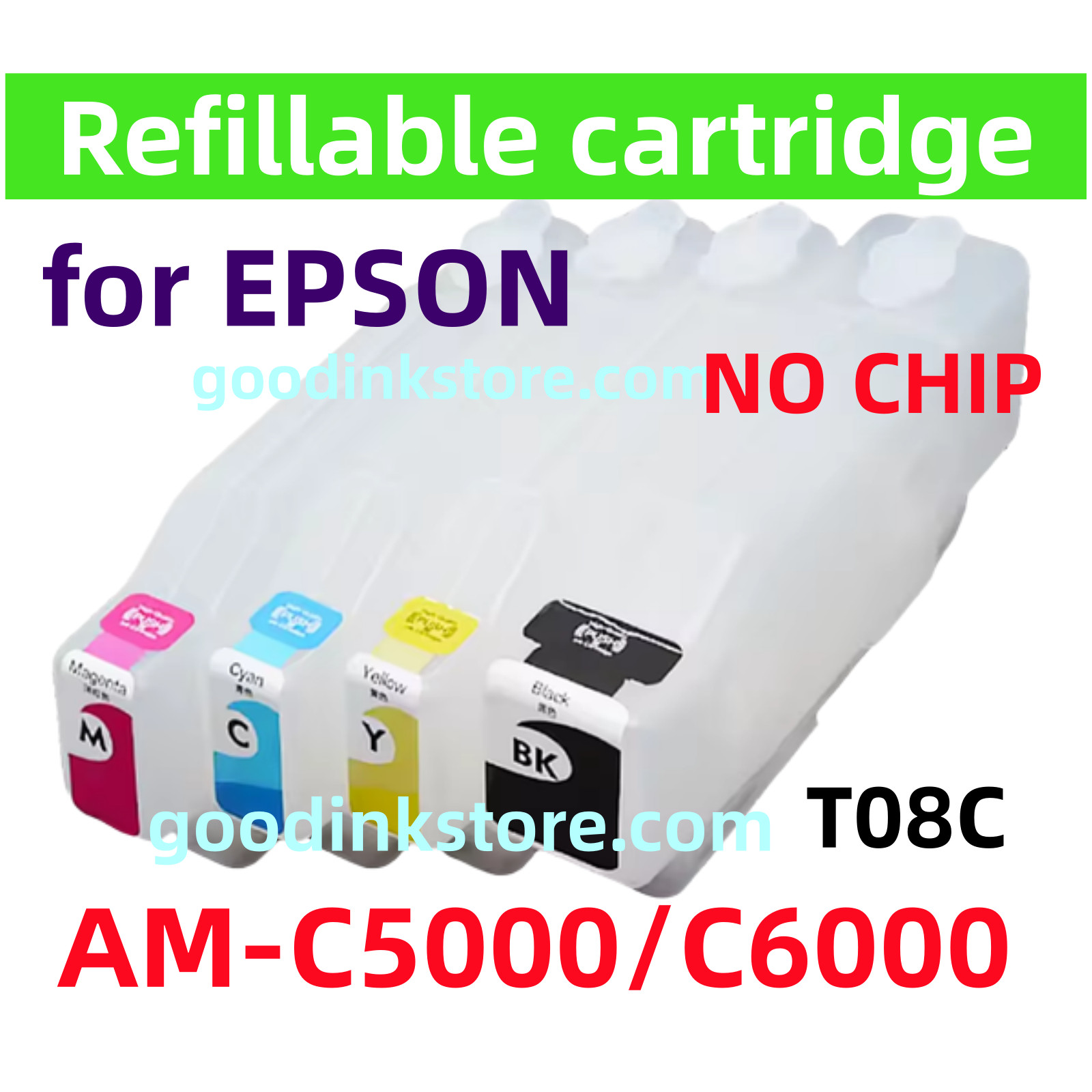 Refillable Ink Cartridge WorkForce Enterprise AM-C5000 AM-C6000 T08C no chip