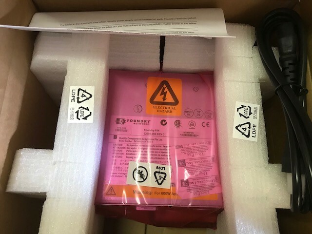 Foundry Networks 30302-000 Rev A DCJ6002-01P Redundant Power Supply PSU RPS8