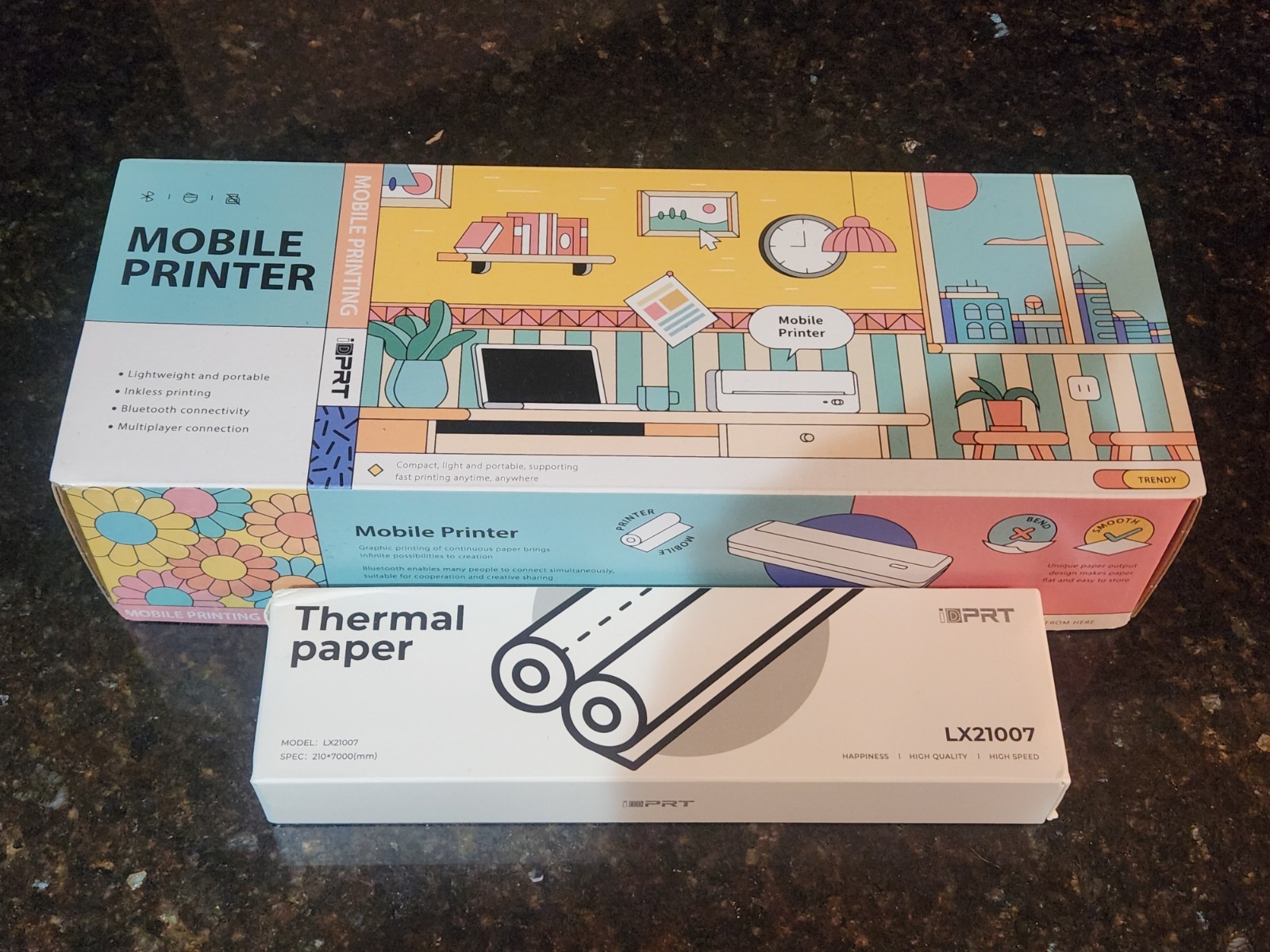 HPRT MT890 Bluetooth Wireless Portable Thermal Inkless Compact Printer, 2 Rolls