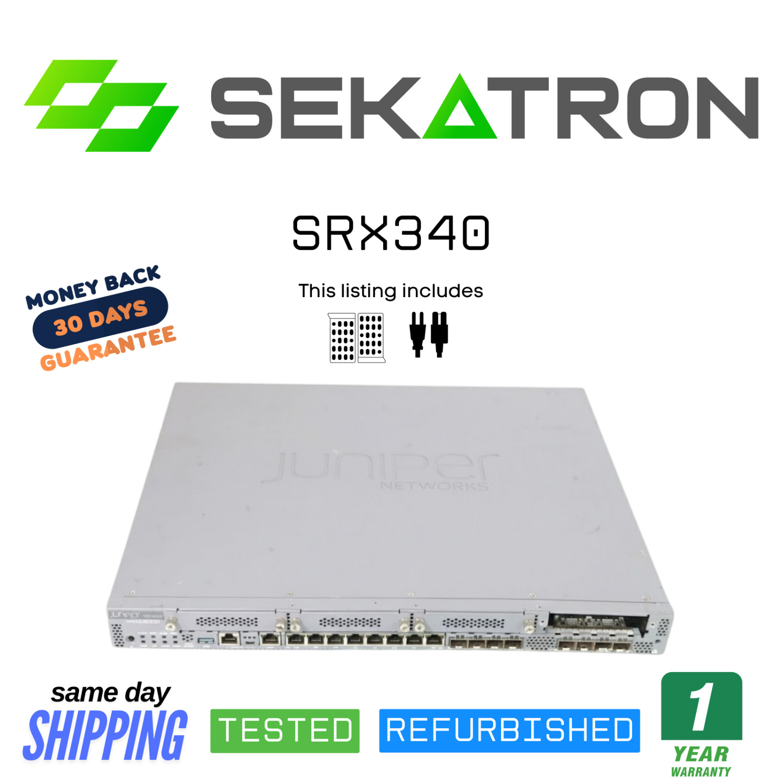 🛡 Juniper SRX340 • Secure Services Gateway • 8× RJ45 + 8× SFP  Tested ⚡FastShip