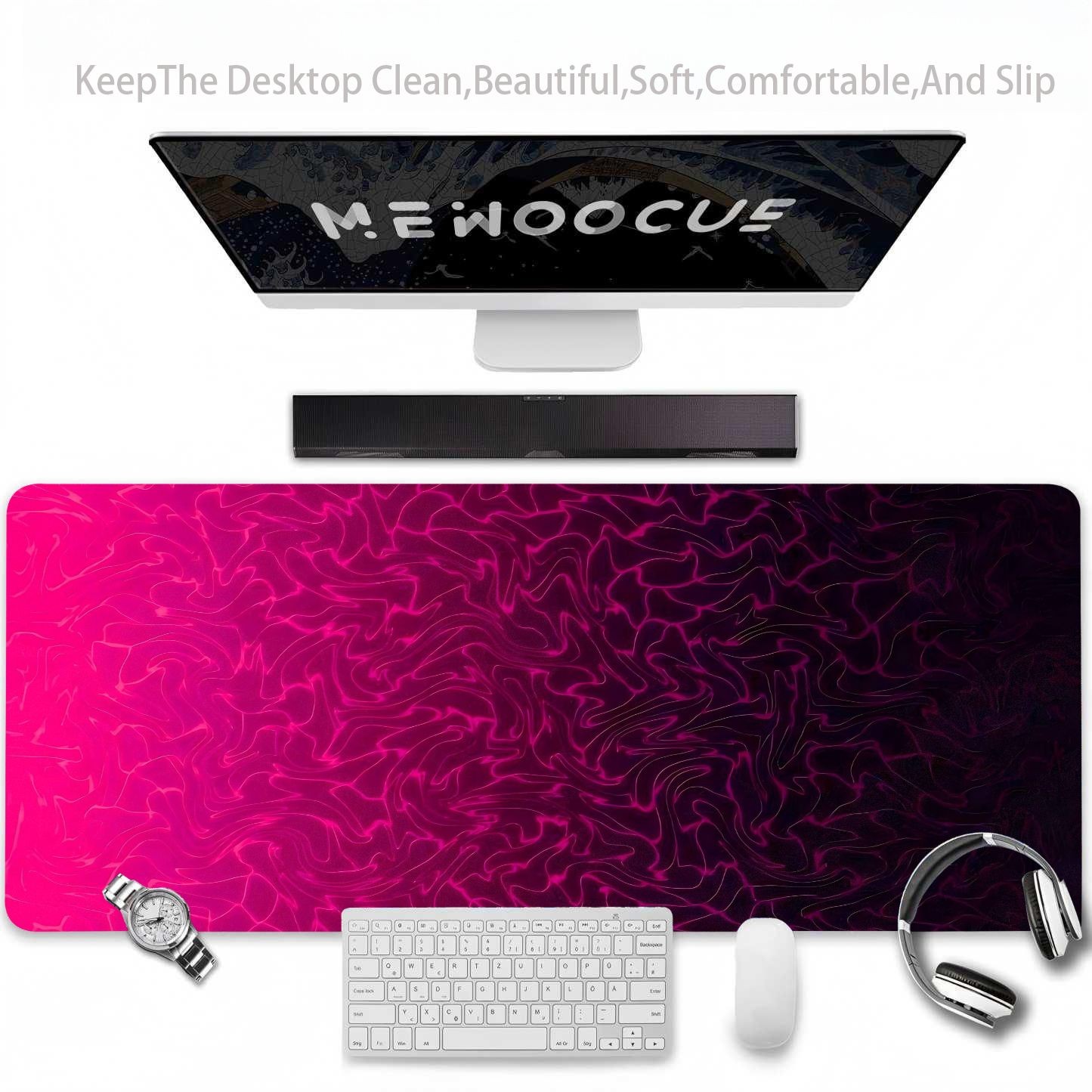And Wear- White Cloth Mouse Pad, Large-sized Smooth Control Desk Mat with Non-