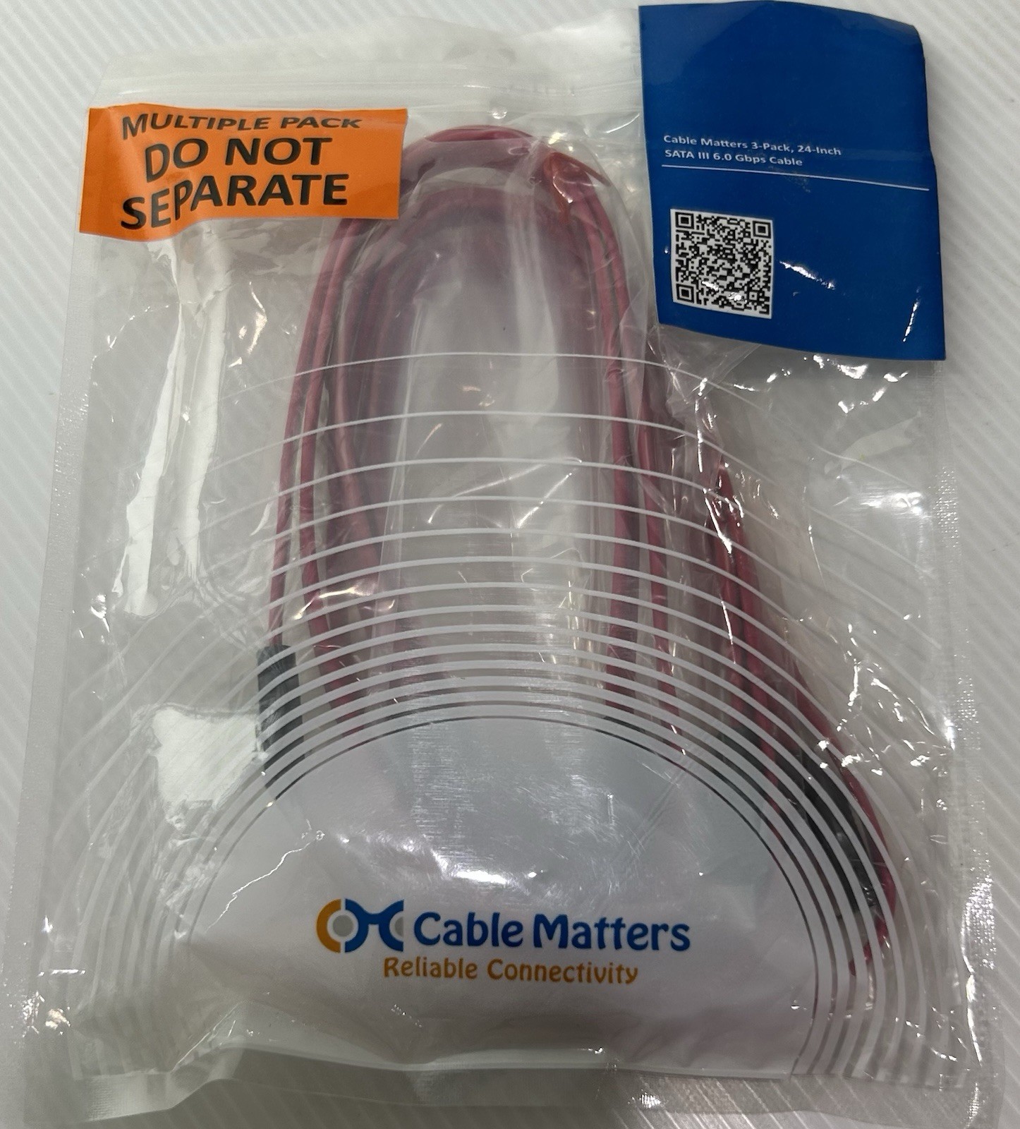 Cable Matters 3-Pack 24” SATA III 6.0 gbps Cable