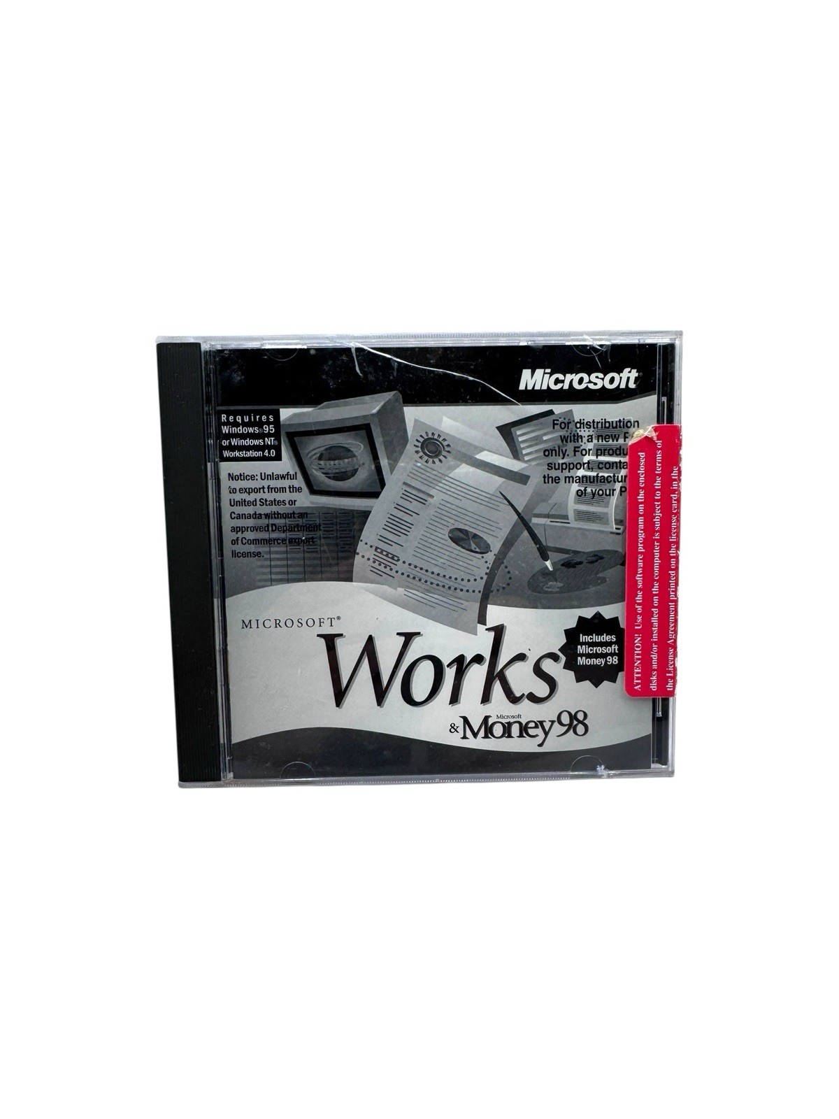 Vintage 1997 Microsoft Works & Money 98 CD-ROM Sealed 