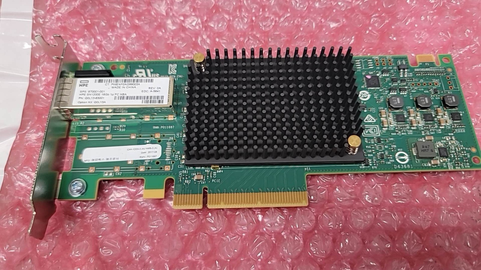HPE SN1200E 1-PORT 16Gb Fibre Channel PCIe HBA 870001-001 Q0L13-63001 LowProfile