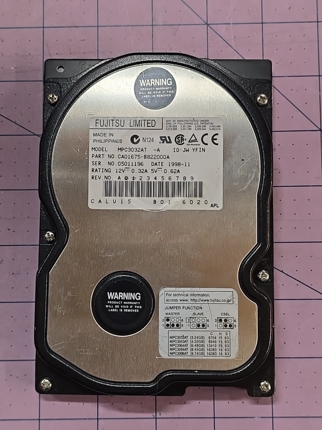 FUJITSU MPB3032AT 3.2GB PATA ATA IDE HARD DRIVE HDD 256KB CACHE 3.5'' - TESTED