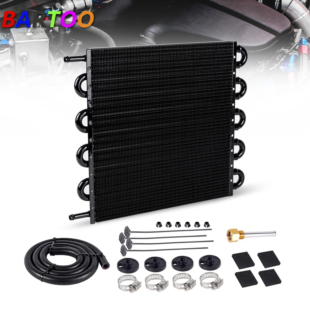 10 Pass Aluminum Remote 5/16" Engine Oil Cooler Radiator w/Hose Mounting Kit