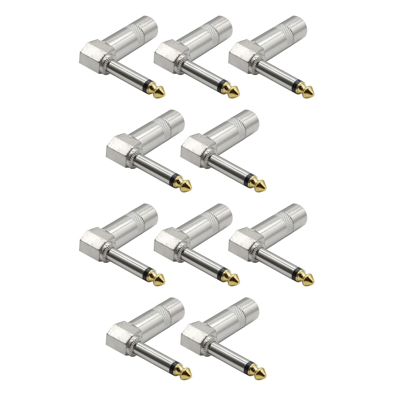 10PCS 1/4 TS Right Angle Mono Phone Plug For Universal 6.35mm Compatibility
