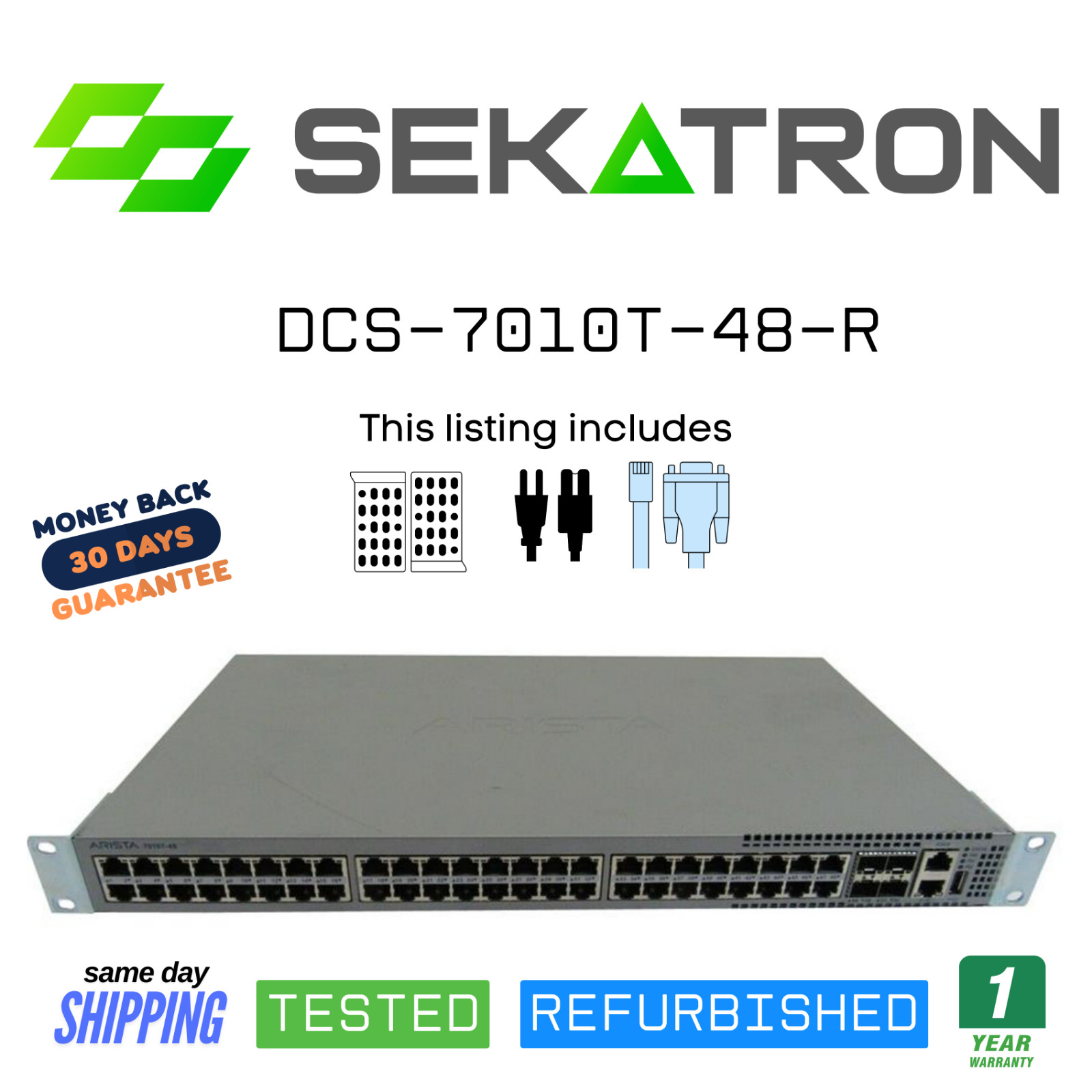 ♻️ Arista DCS-7010T-48-R 48-Port 1G/10G Switch Rear to Front Airflow⚡Fast Ship