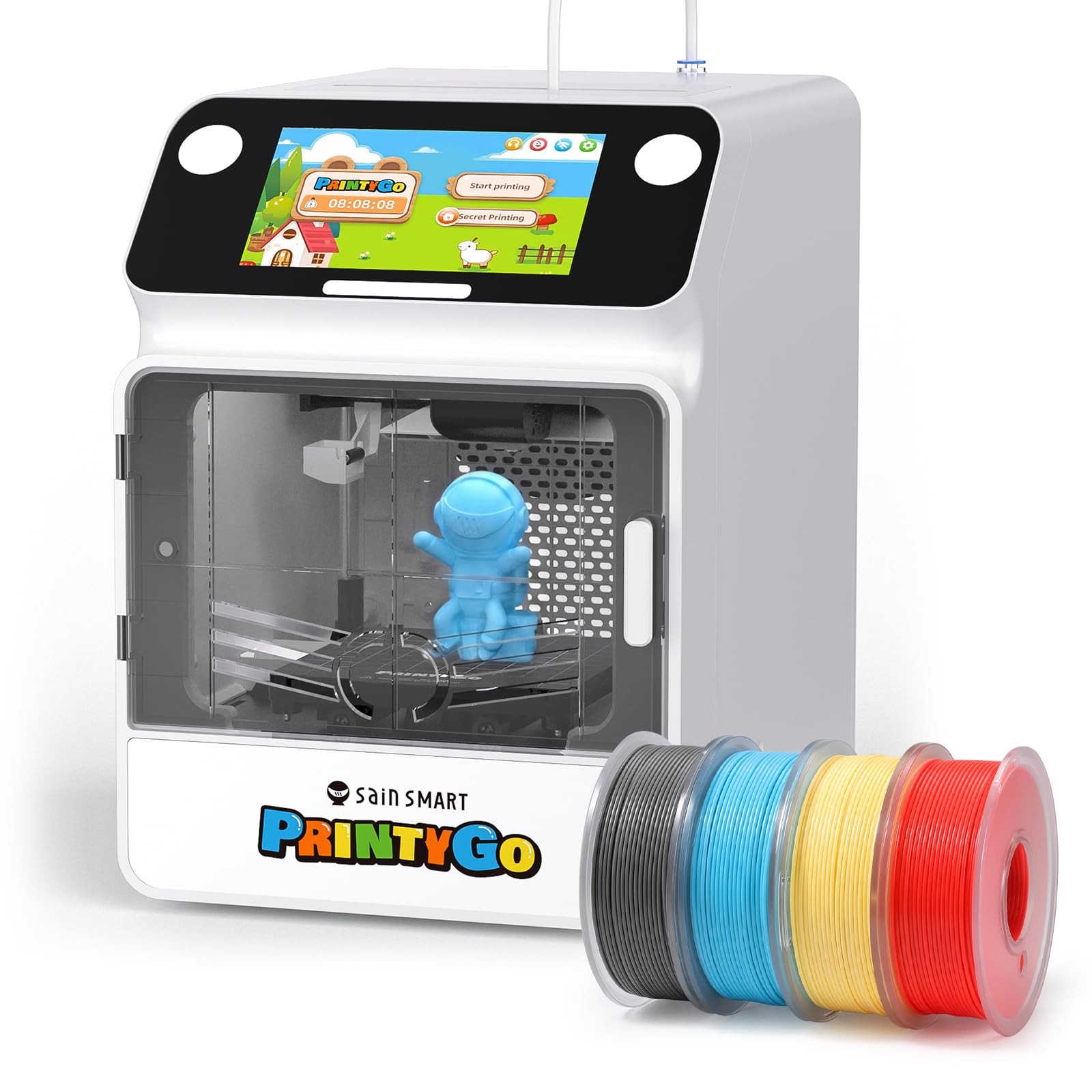 PrintyGo Mini 3D Printer for Kids with 4-Color PLA, Auto Leveling 600mm/s, 5"