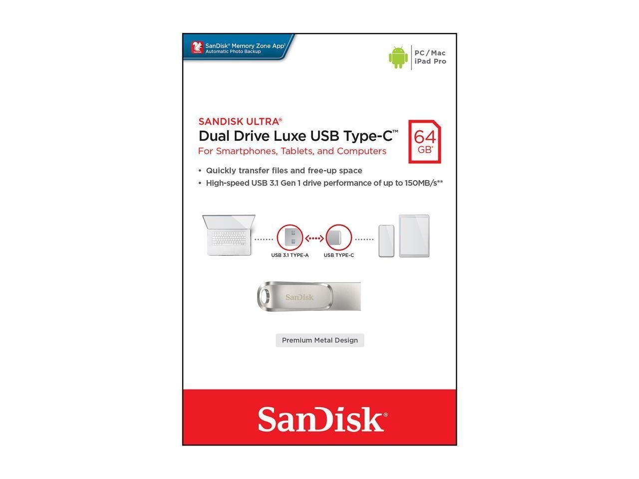 SanDisk Ultra Dual Drive Luxe SDDDC4 USB 3.1 Type-A / Type-C Flash Pen Drive lot