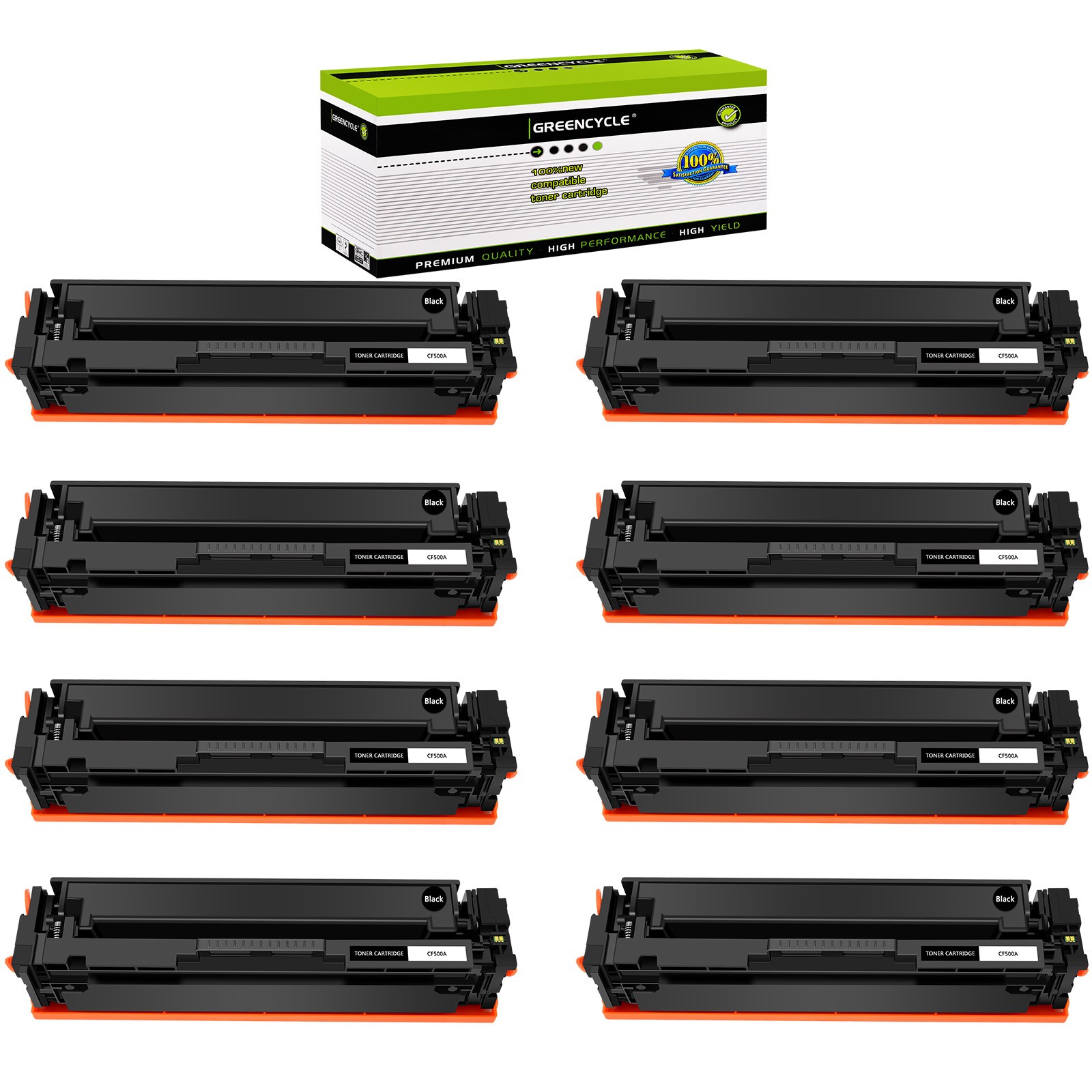 8PK Black CF500A 202A Toner Compatible with HP Color LaserJet Pro M254dn M254nw