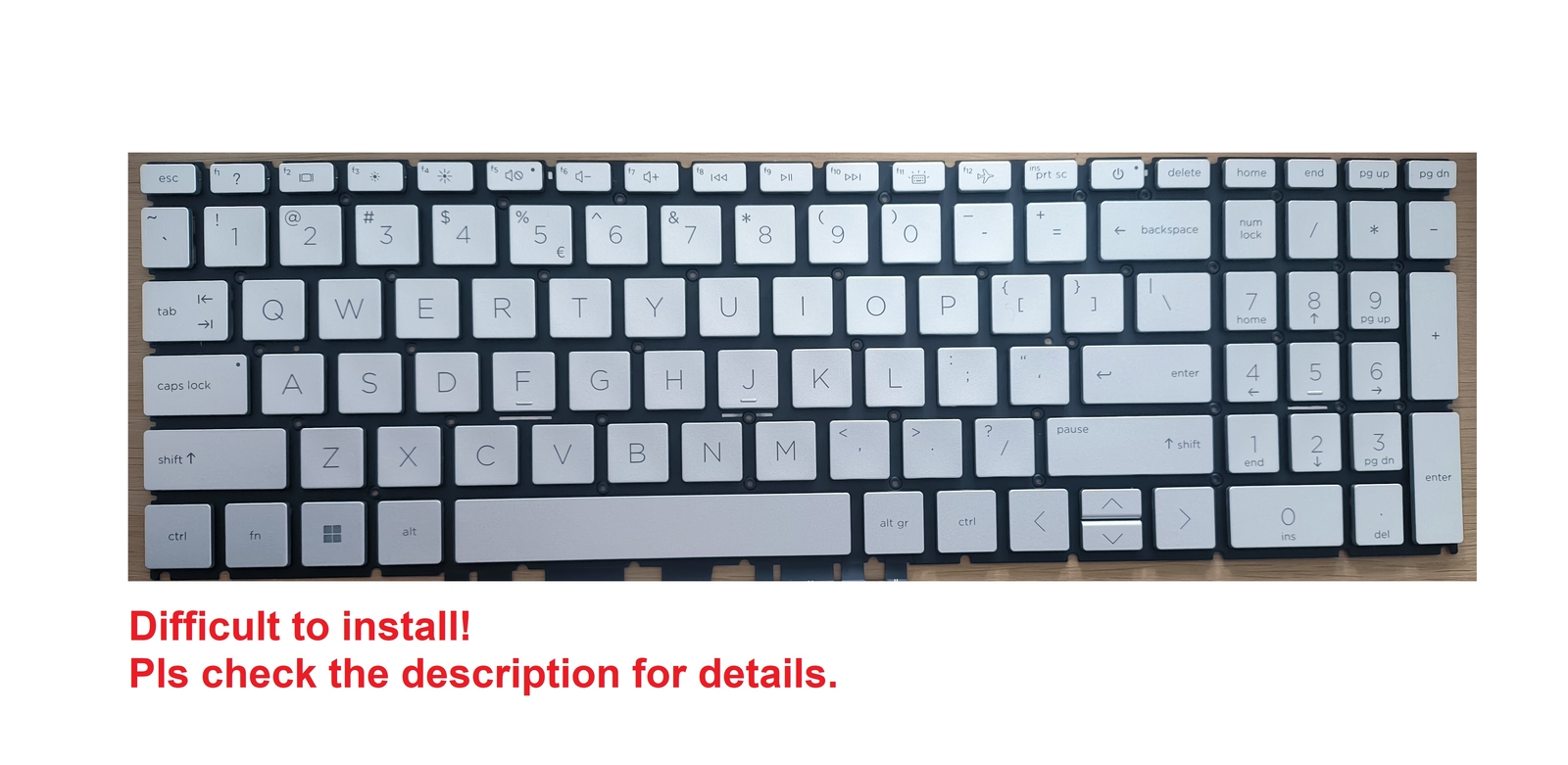 Original US Silver Backlit Keyboard for HP Pavilion 15-eh1000