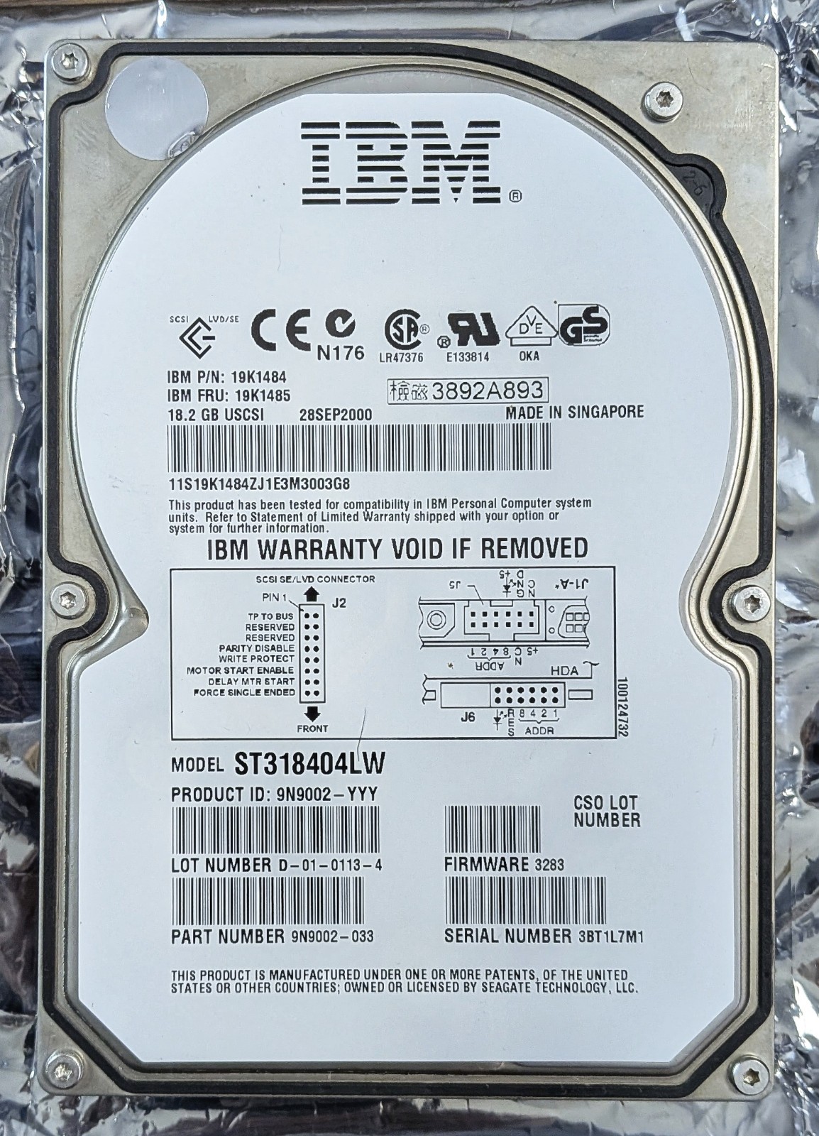 IBM Seagate Internal U SCSI Hard Drive - 18.2 GB - 10000RPM - 3.5'' - ST318404LW