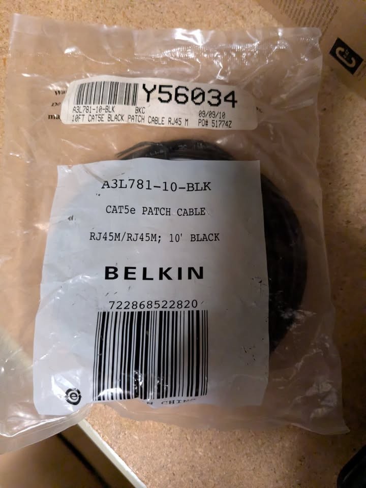 Belkin Cat5e Patch Cable - 1 X Rj-45 Male Network 10ft Black