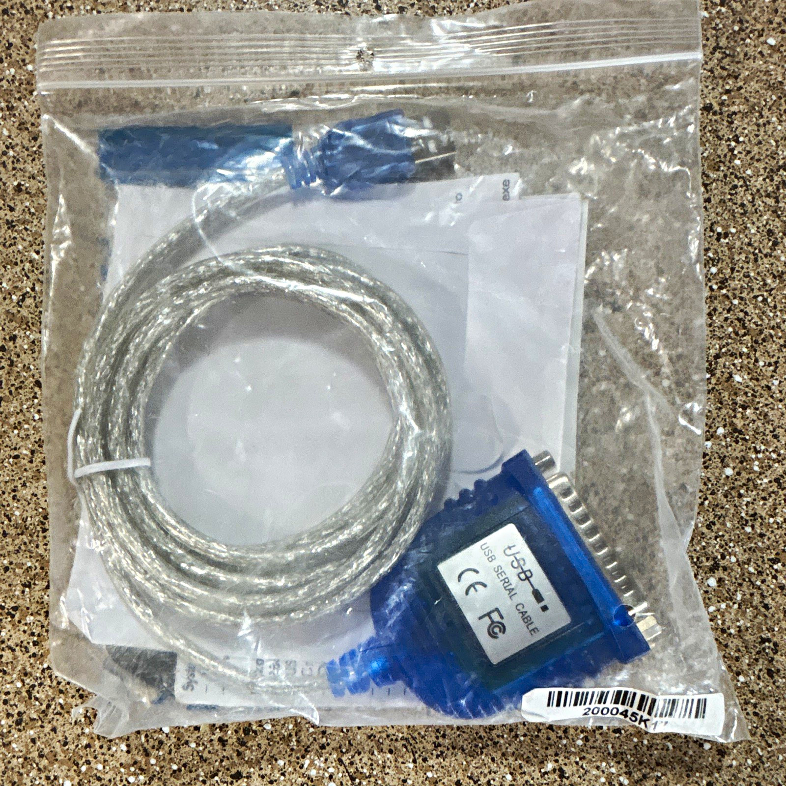 C2G USB-A to Serial Adapter Cable DB25 Male 6ft Blue/Clear 22429