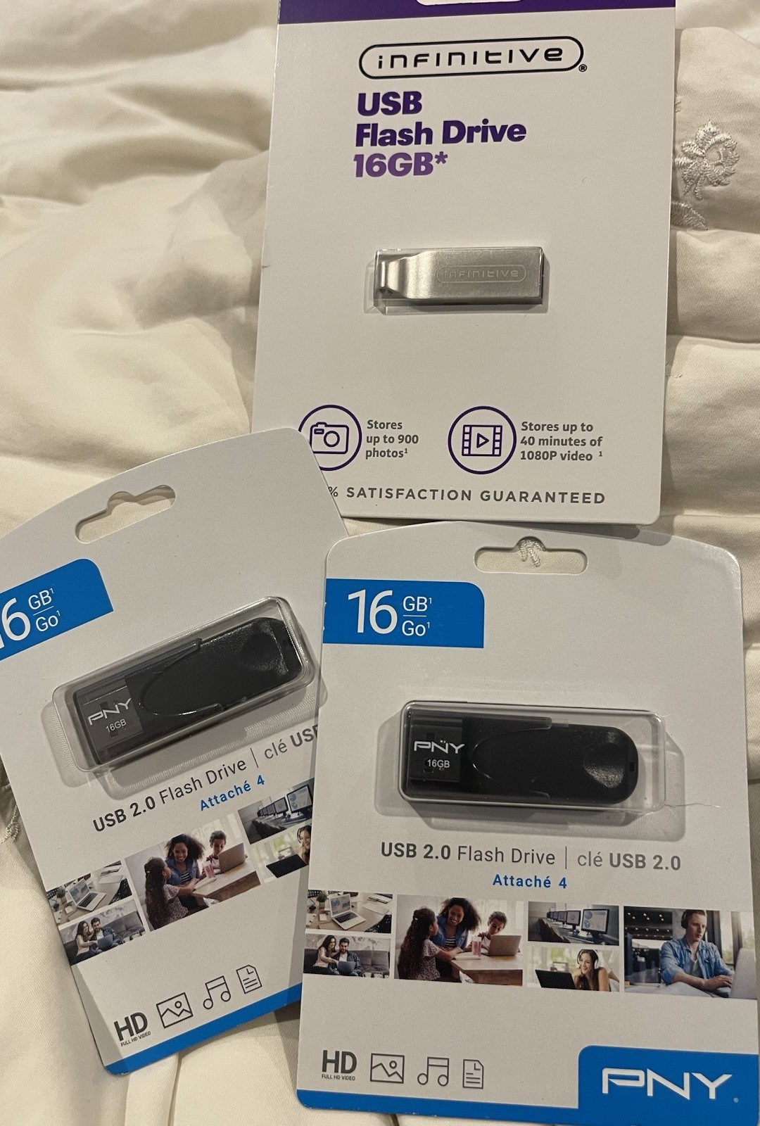 PNY 2 Attaché 4 HD 16GB USB 2.0 Flash Drive & 1 Infinitive 16GB 🔥