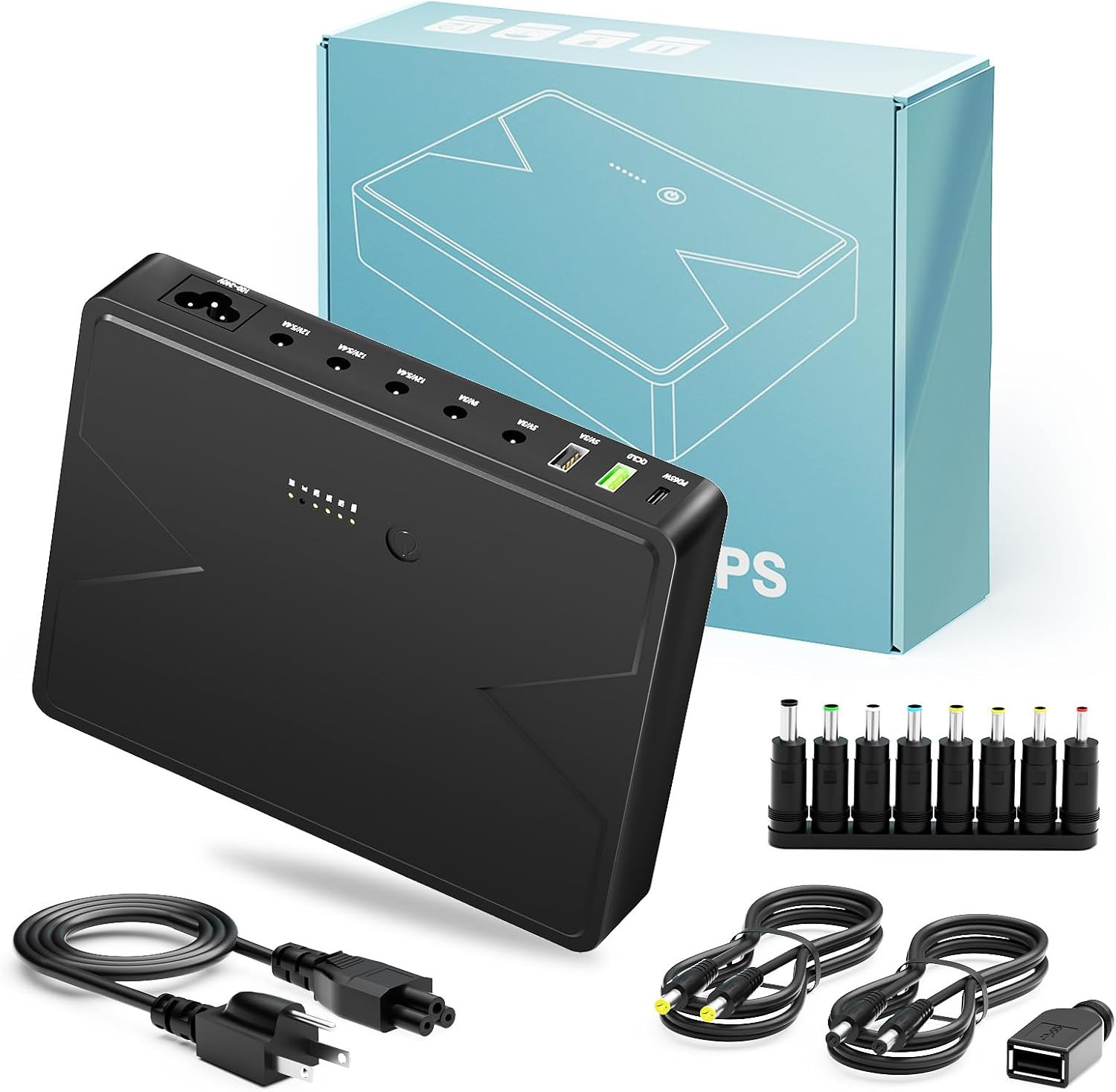 13PCS Mini UPS Battery Backup 20000mAh, PD65W & QC3.0 Surge Protector