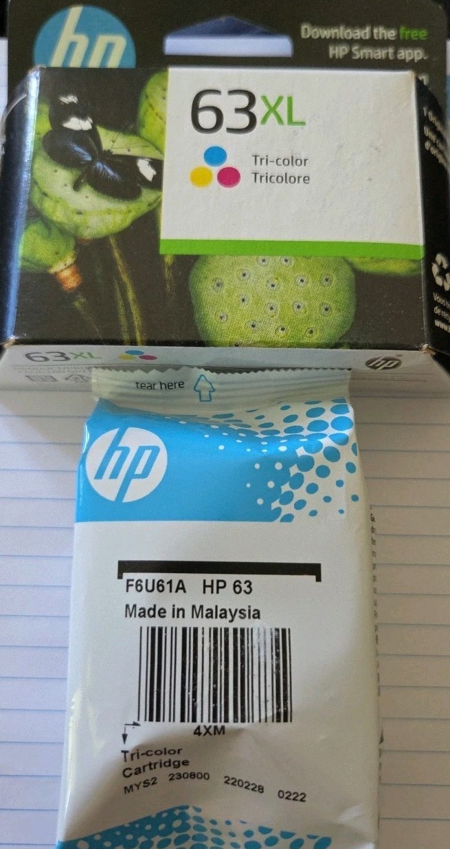 HP 63XL Tri Color Ink  and HP63 Tri-color Cartridge Exp: 01/24