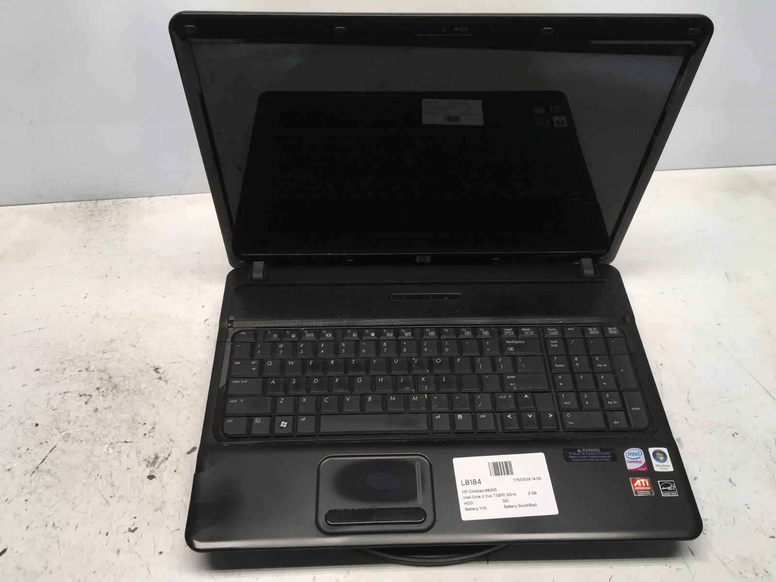HP Compaq 6830S Intel Core 2 Duo T5870 2GHz 2 GB NO HDD