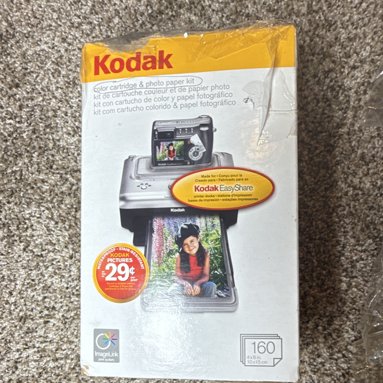 Kodak PH-160 EasyShare Photo Paper & Color Cartridge Kit 1594324 4x6 160 Prints