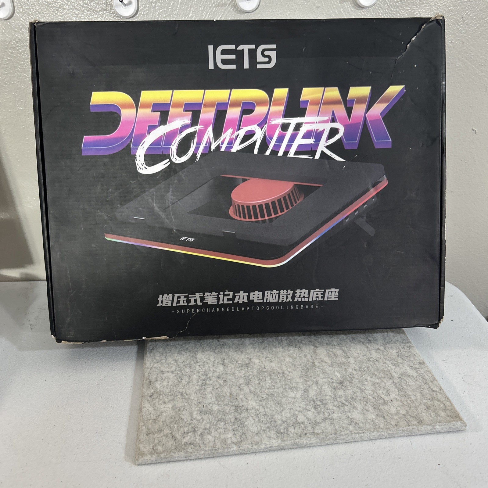 IETS GT500V2 Laptop Cooling Pad, 5000 RPM Turbo Fan, RGB Lighting, 3-Port USB