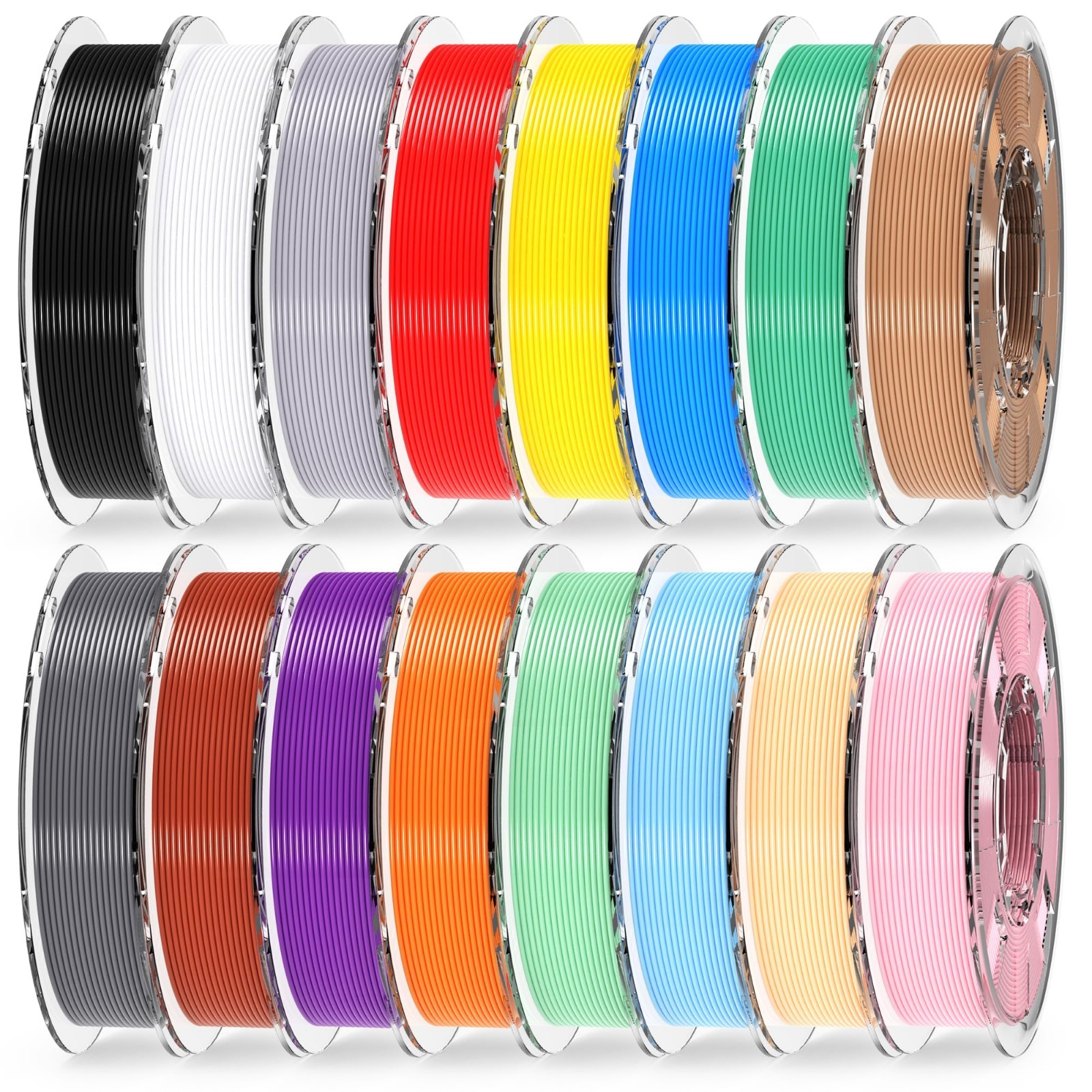 16 Color 3D Printing Filament Bundle 1.75mm PLA Plus - 200g Spools, Accurate +/-