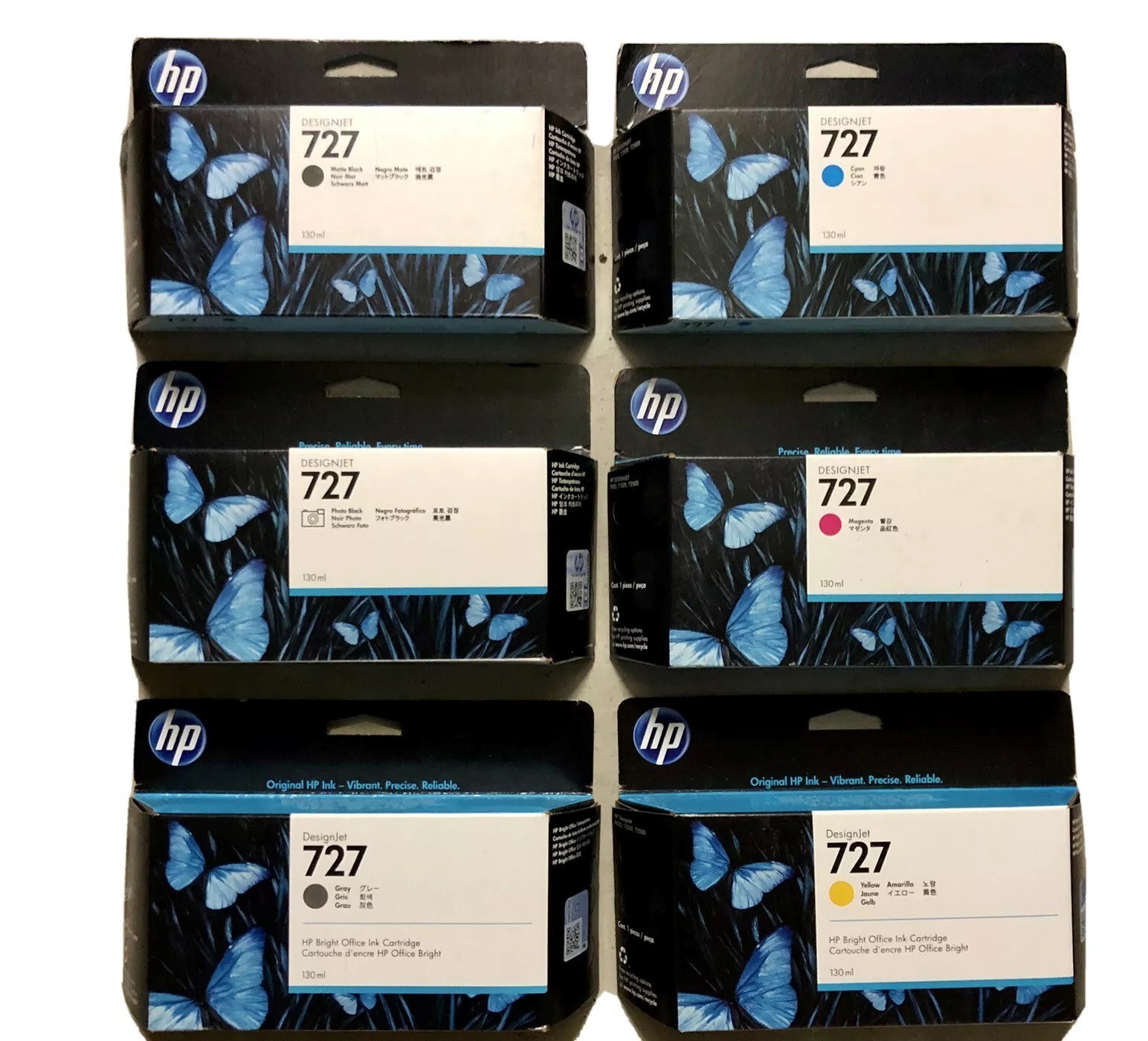 Set 6 New Genuine OEM Factory Sealed HP 727  Inkjet Cartridges 130ml 2021-2025