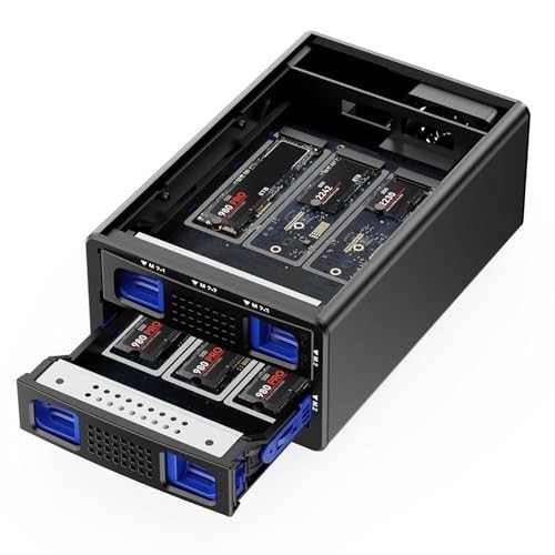 6 Bay NVMe Hard Drive Enclosure, USB 3.2 Gen 2, Cooling Fan, Aluminum