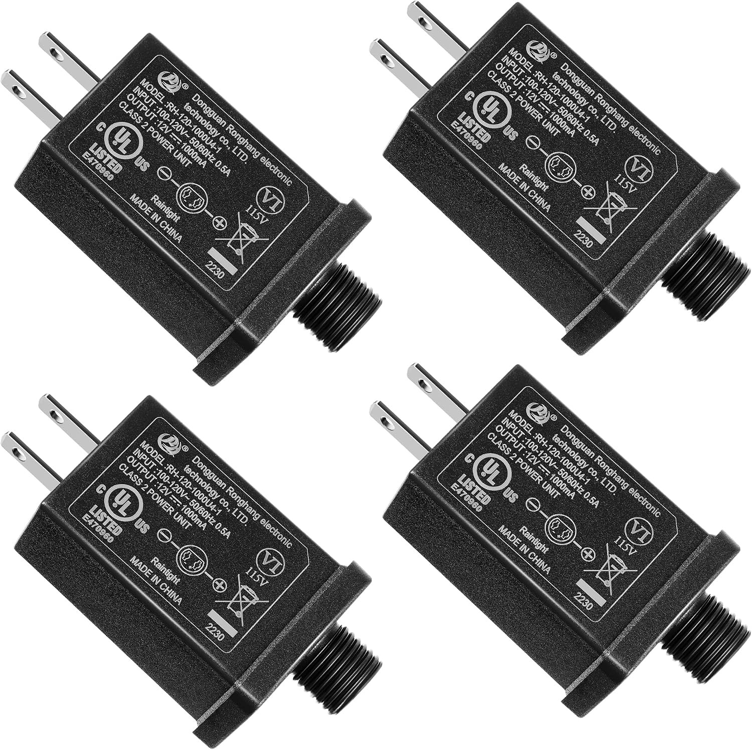 4 Pcs 12V 1A Replacement Yard Inflatable Adapter, Class 2 Power Supply
