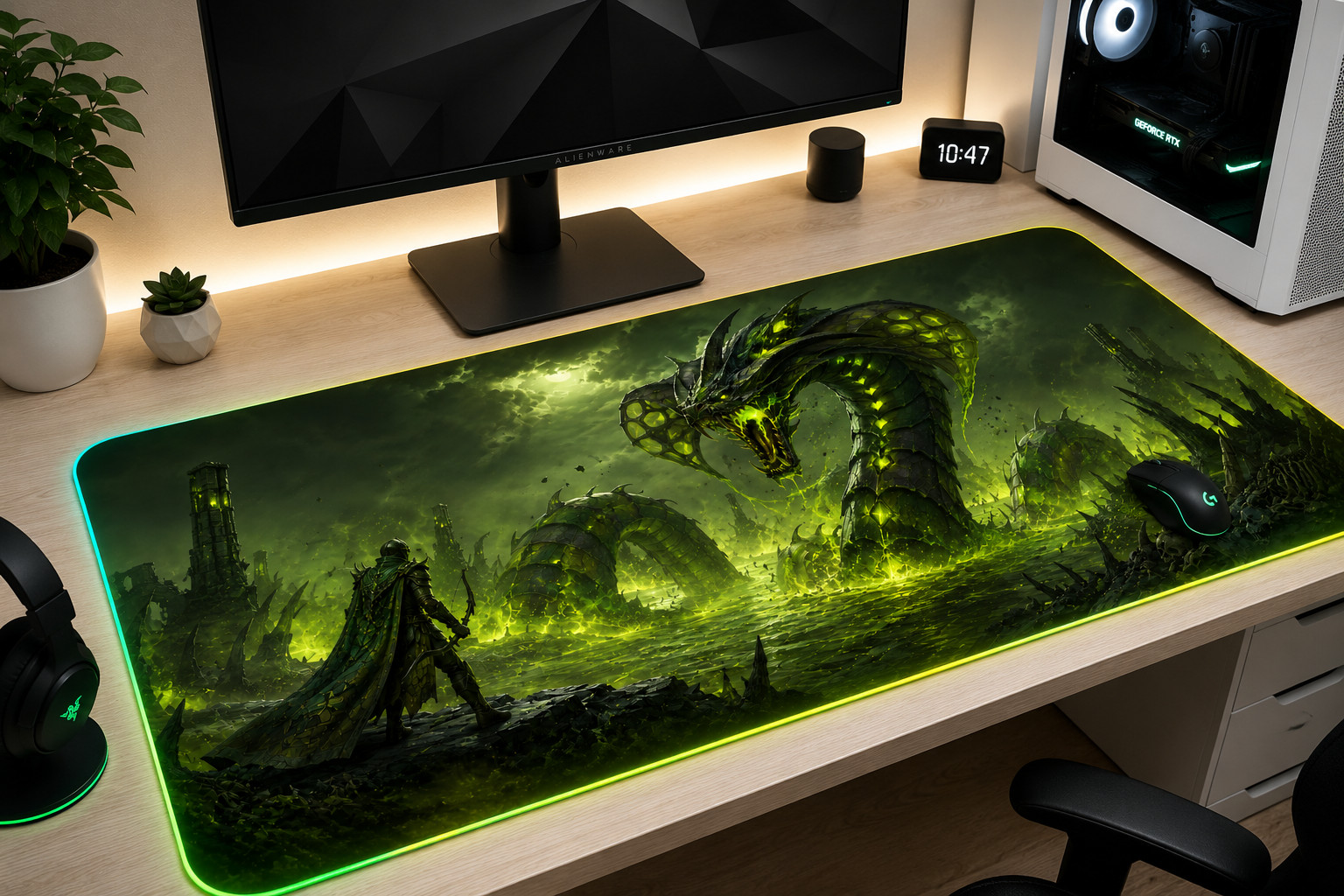 RuneScape RGB XXL Mouse Pad Gaming Desk Mat RPG Fantasy PC Setup LED