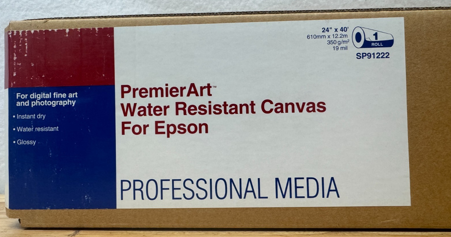 PremierArt Water Resistant Canvas for Epson - SP91222 - 350gsm – 24″ x 40ft Roll