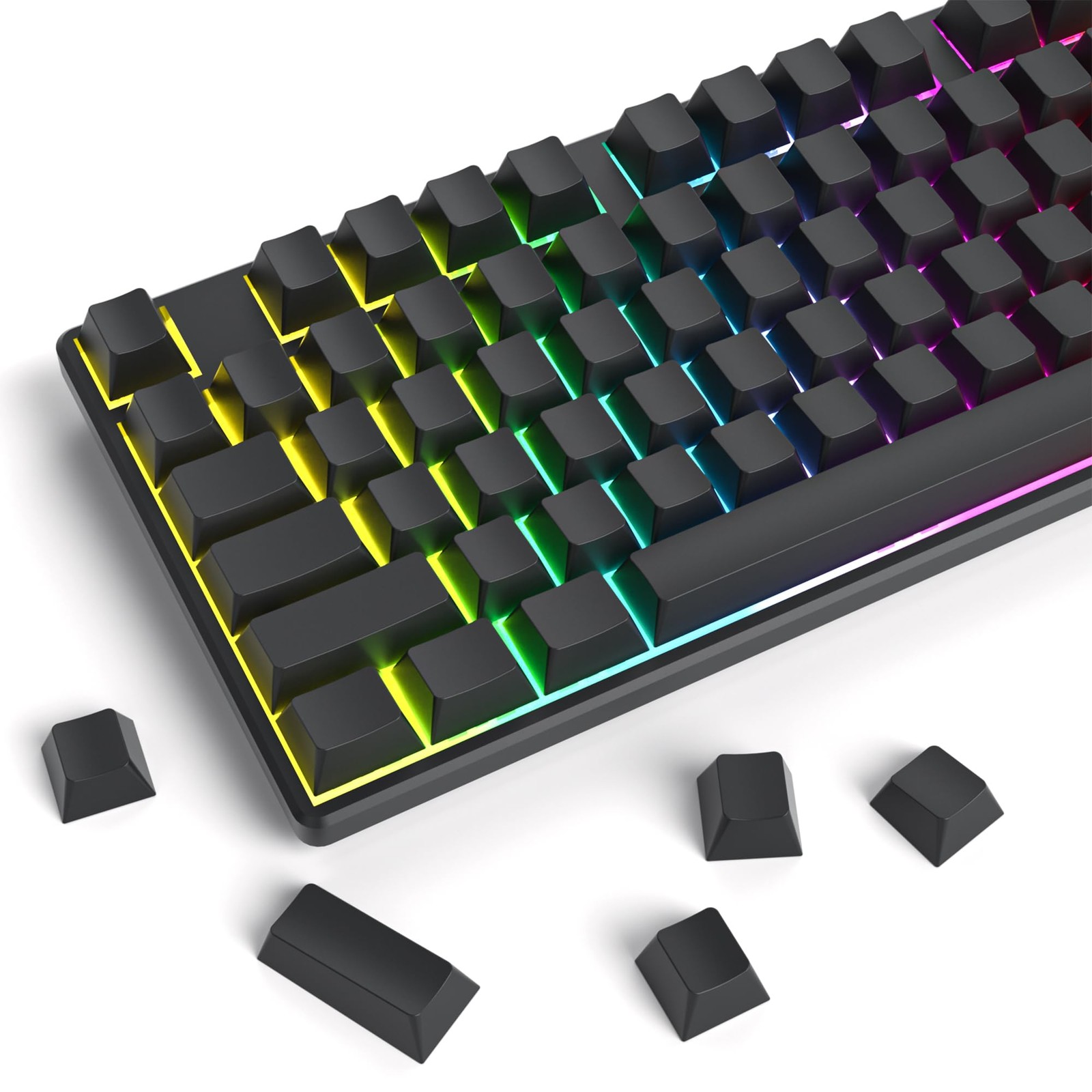 Blank Thick PBT Keycaps Cherry Profile Minimalist Grey Black 129 Keys 7U Space