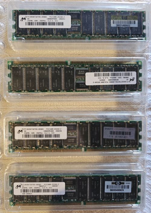 x4 NEW MICRON 256 MB MEMORY DDR 266MHZ CL2.5 ECC MT18VDDT3272G-265B3 #1 **WOW**