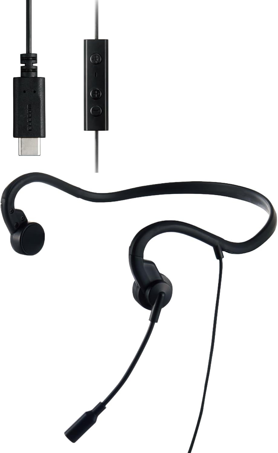 ELECOM Bone Conduction Earphones with Microphone Wired Type-C Headset