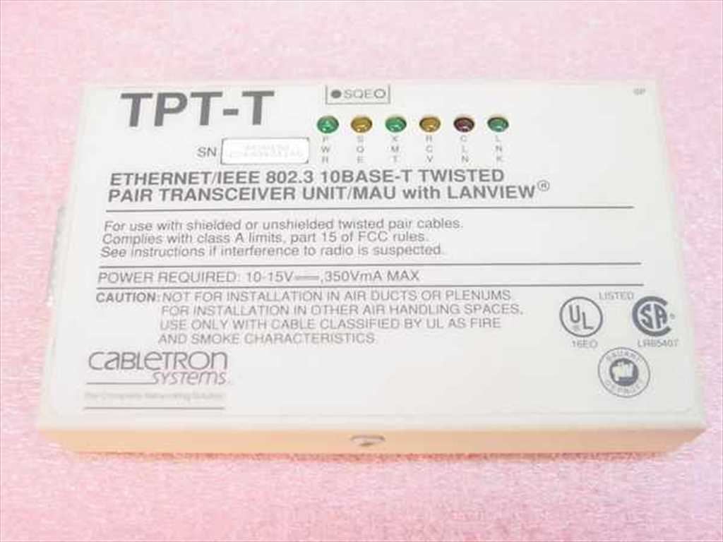 Cabletron TPT-T 10BASE-T Ethernet Twisted Pair Transceiver MAU Lanview AUI