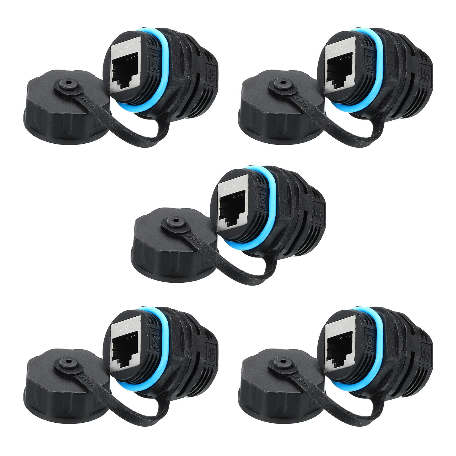 5 x RJ45 Panel Mount Coupler Bulkhead Ethernet LAN Pass Through Connector
