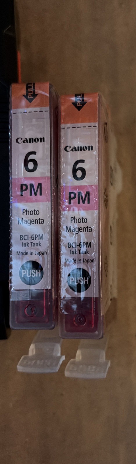 Two Canon BCI-6PM Photo Magenta Ink Cartridges Ink Jet New Factory Sealed No Box