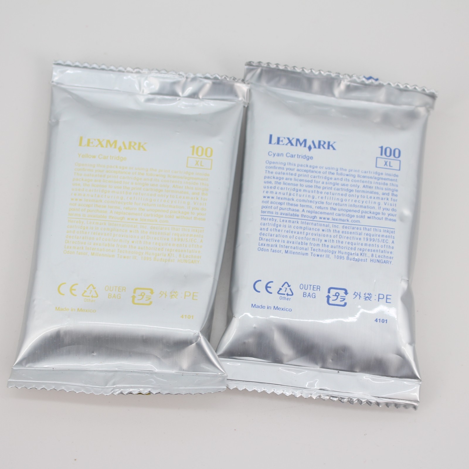 Lexmark 100xl Cyan Yellow Cartridge for Inkjet Printers New In Bag 2 Pk Genuine