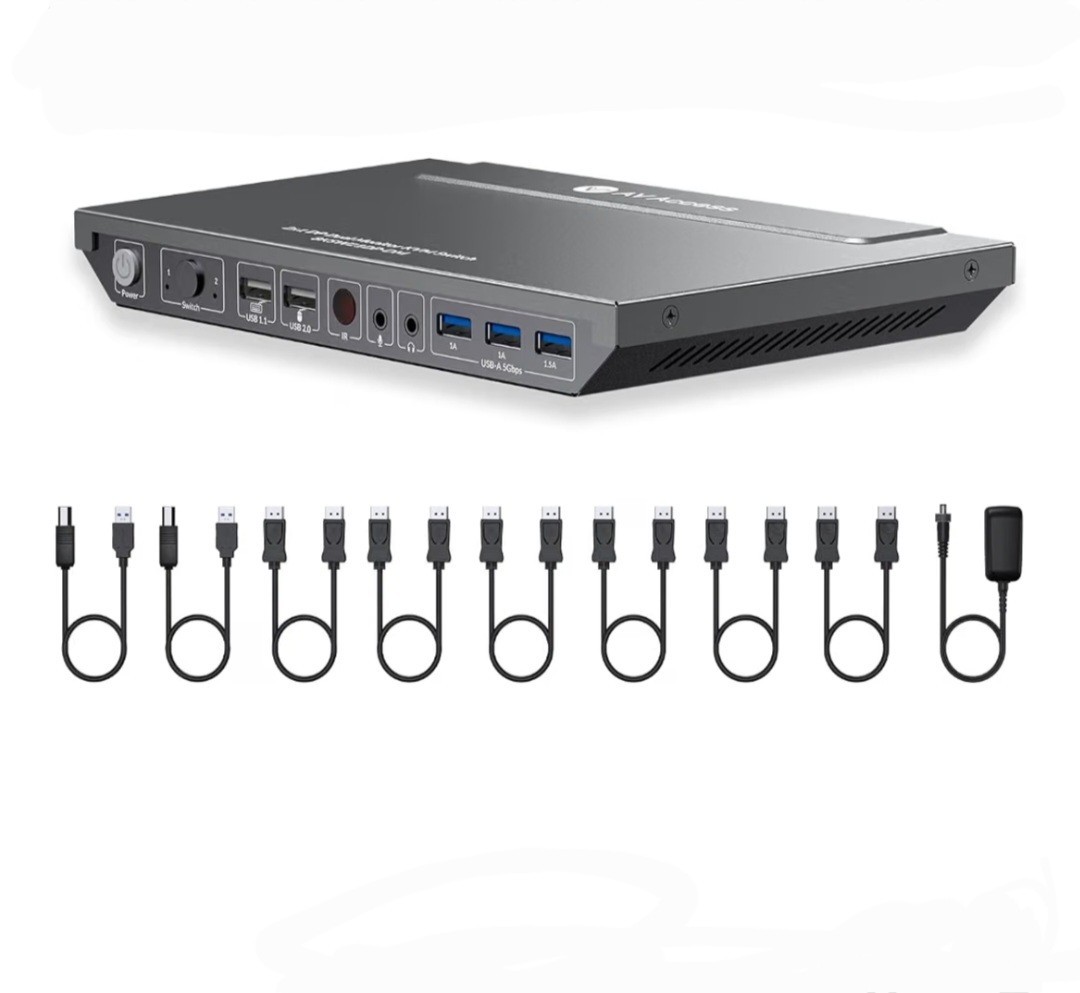 AV Access 8KSW21DP-DM 8K 60Hz 2x1 Dual Monitor DisplayPort KVM Switch USB 3.0